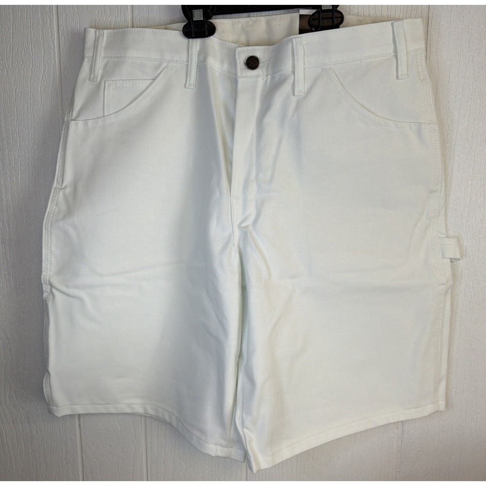 Dickies Mens Utility Short Relaxed Fit 10" Inseam White Cotton Sz 34 DX400WH NEW